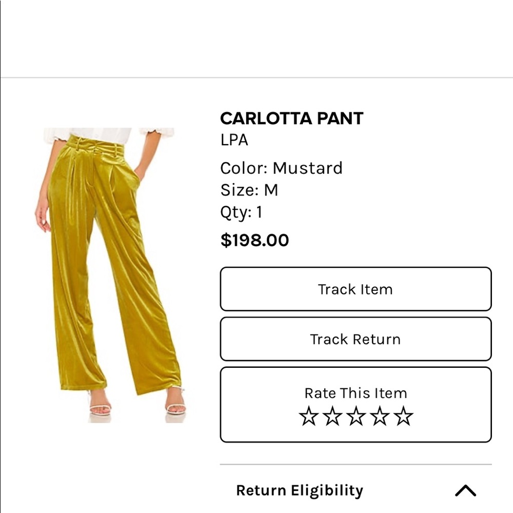 LPA Mustard velour pant size medium